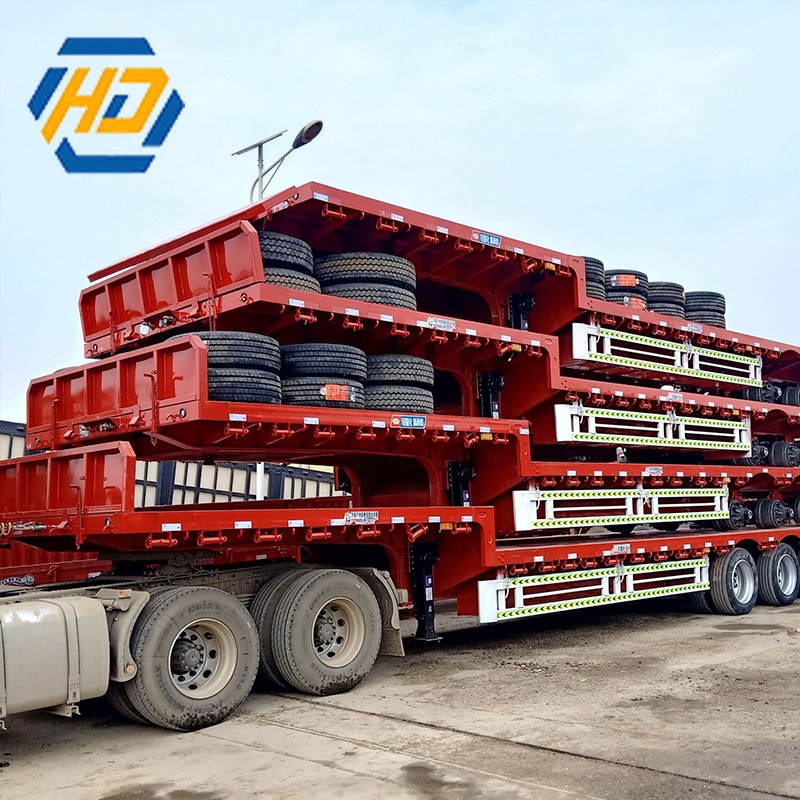 3 Axles 40FT Flatbed Container Truck Semi Trailer