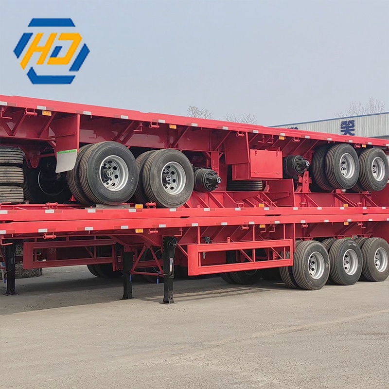 3 Axles 40FT Flatbed Container Truck Semi Trailer