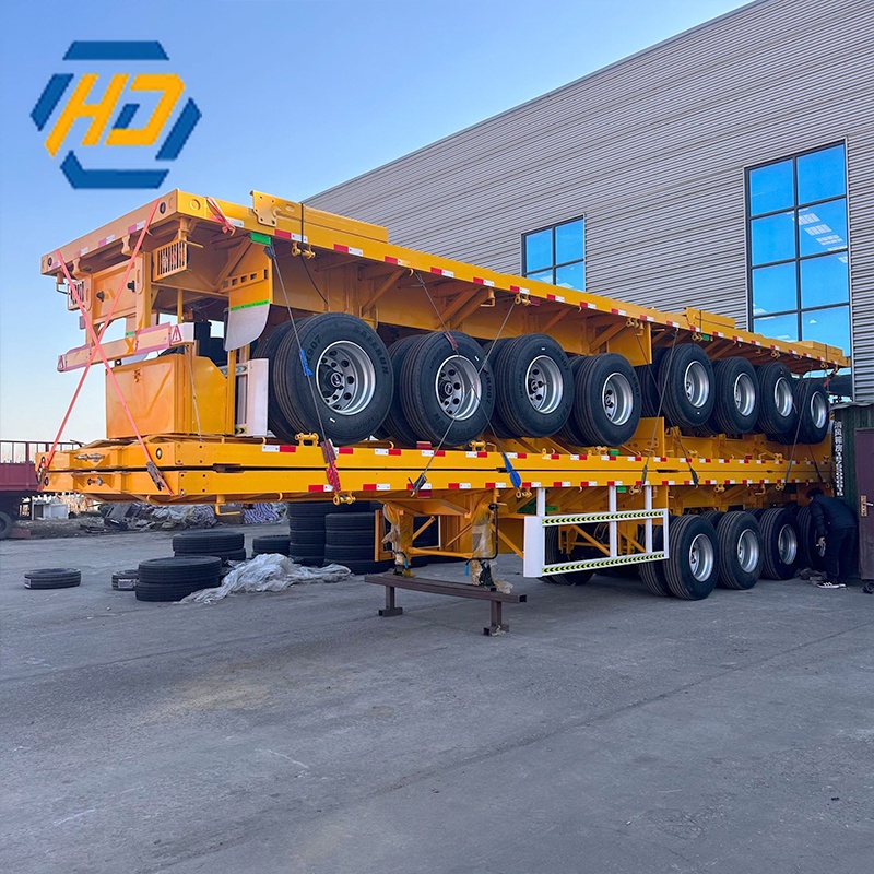 3 Axles 40FT Flatbed Container Truck Semi Trailer