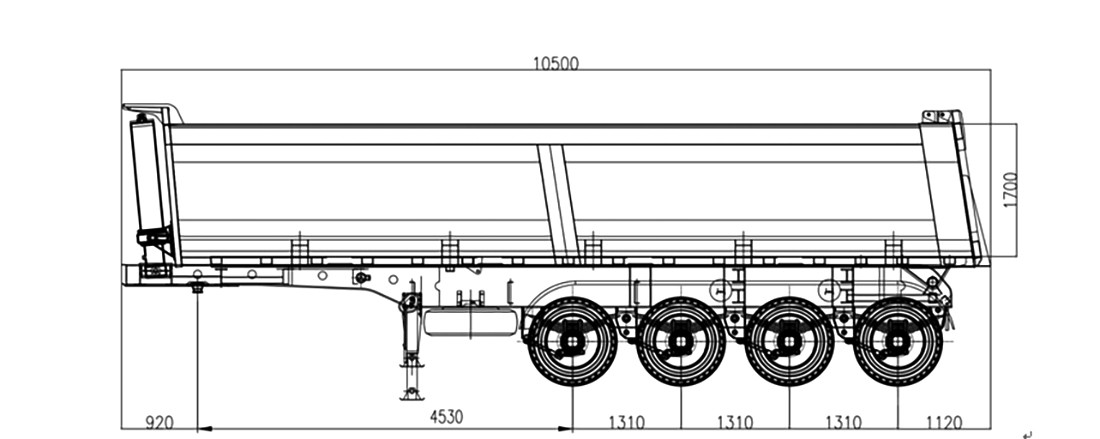 3 Axles 80 Tons U Shape Tipper Semi Trailer