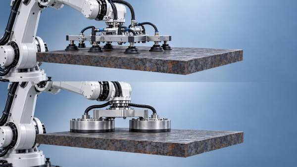 Steel Plate Handling Robot Design Considerations: Vacuum Cup Suction vs. Electromagnetic Grippers for 10–50 mm Thick Hot-Rolled Plates Steel Plate Handling Robot Design Considerations: Vacuum Cup Suction vs