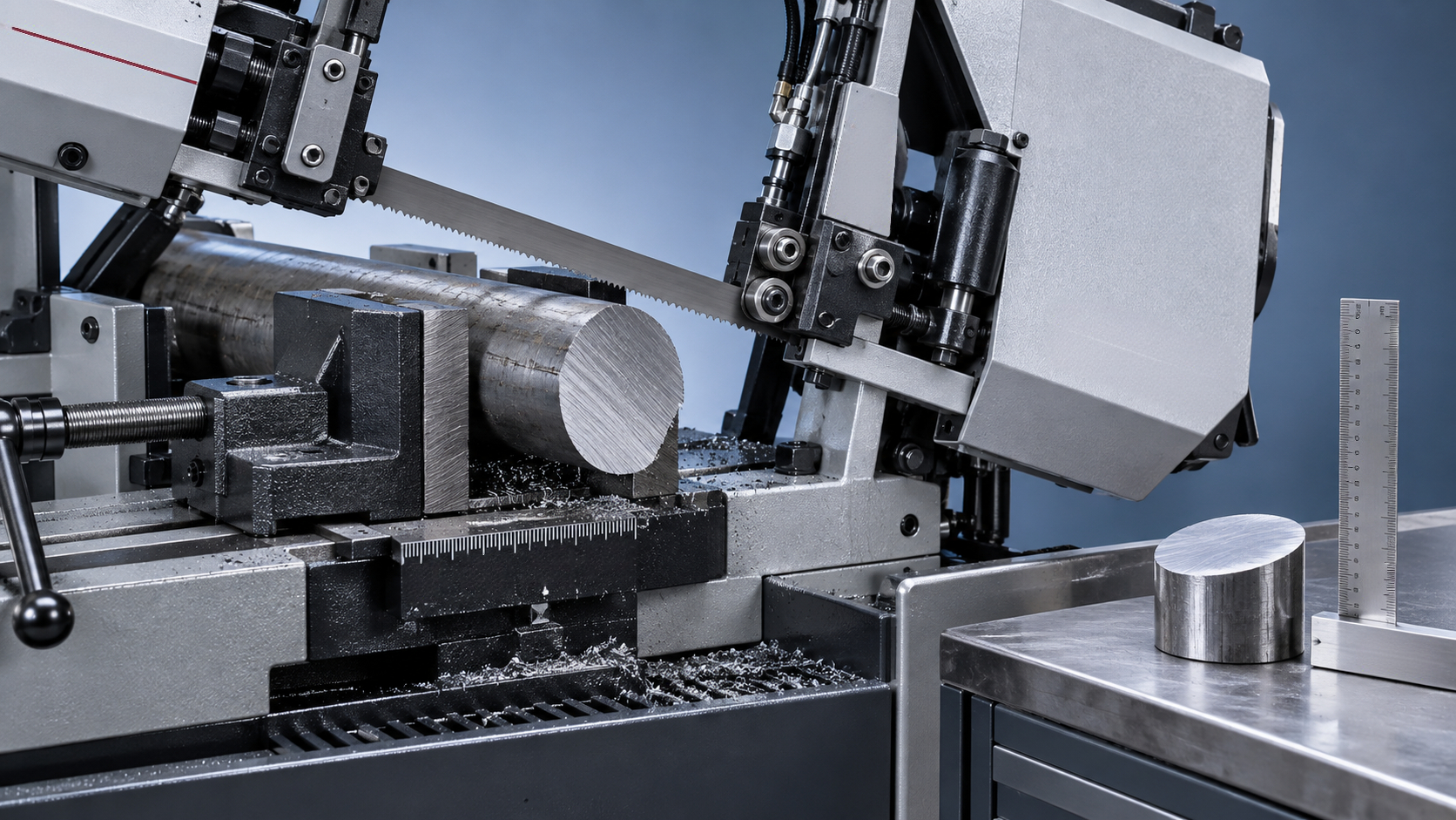 Why does a band saw machine drift when cutting solid steel bars?