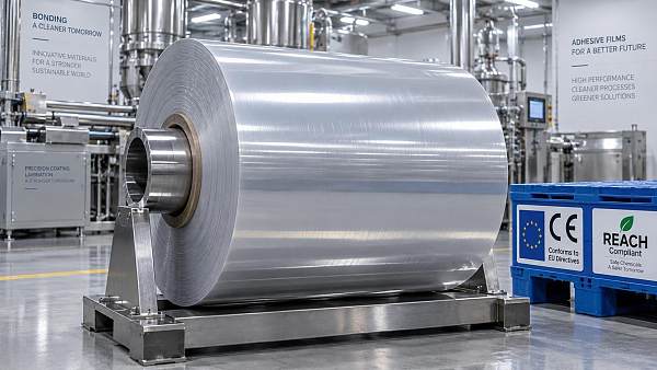 What documentation confirms REACH compliance for industrial adhesive films?