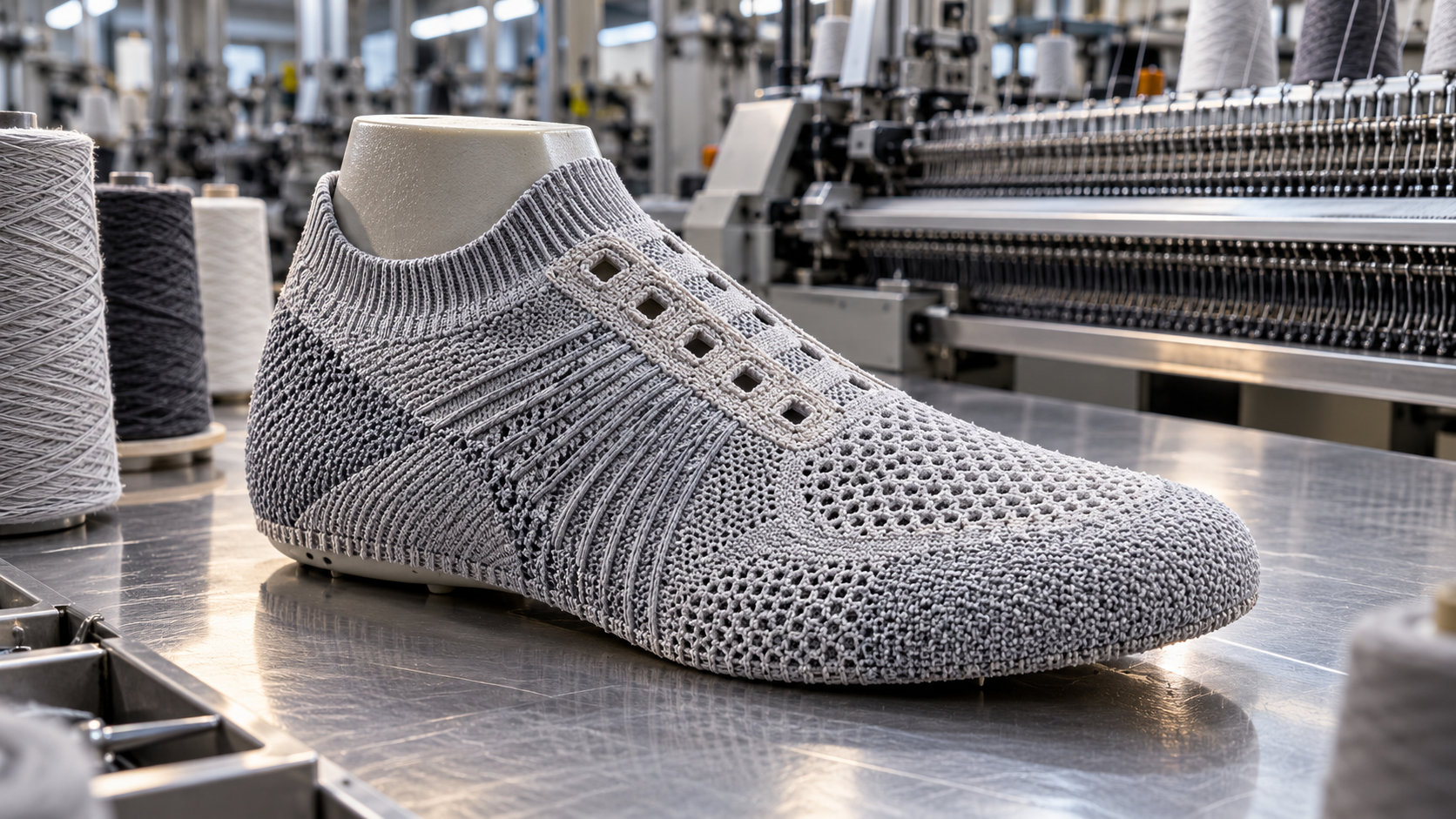 How knitting machine technology creates zonal support in shoe uppers