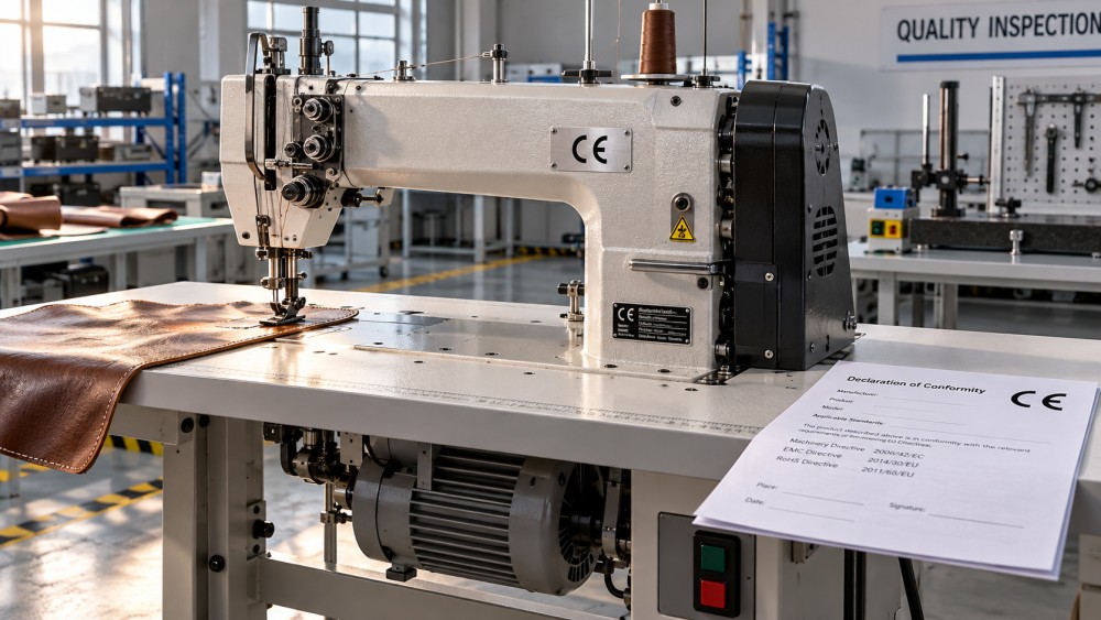 How to verify CE marking on a heavy-duty leather sewing machine