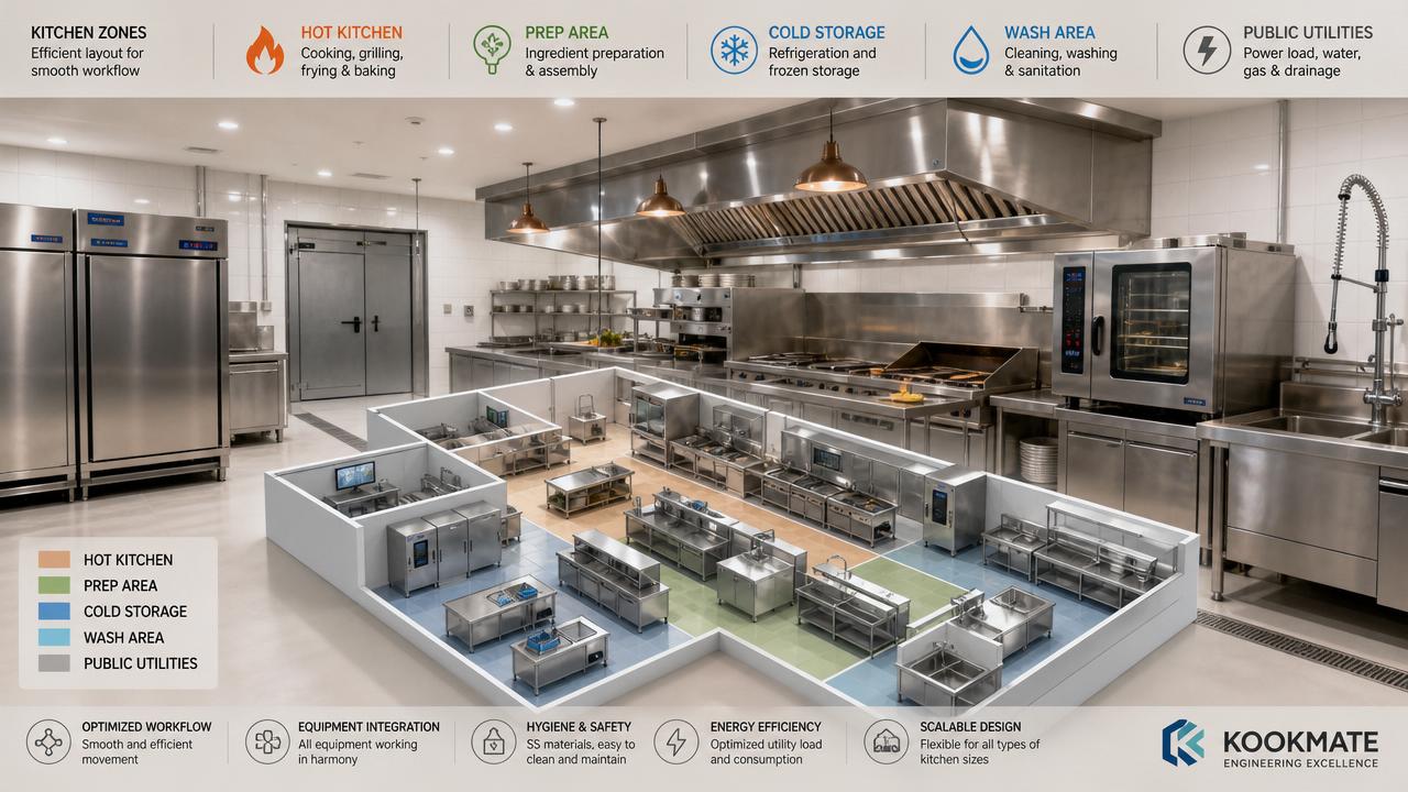 Commercial Kitchen Planning India: Layout, Utility Loads, and Workflow Basics for New Projects
