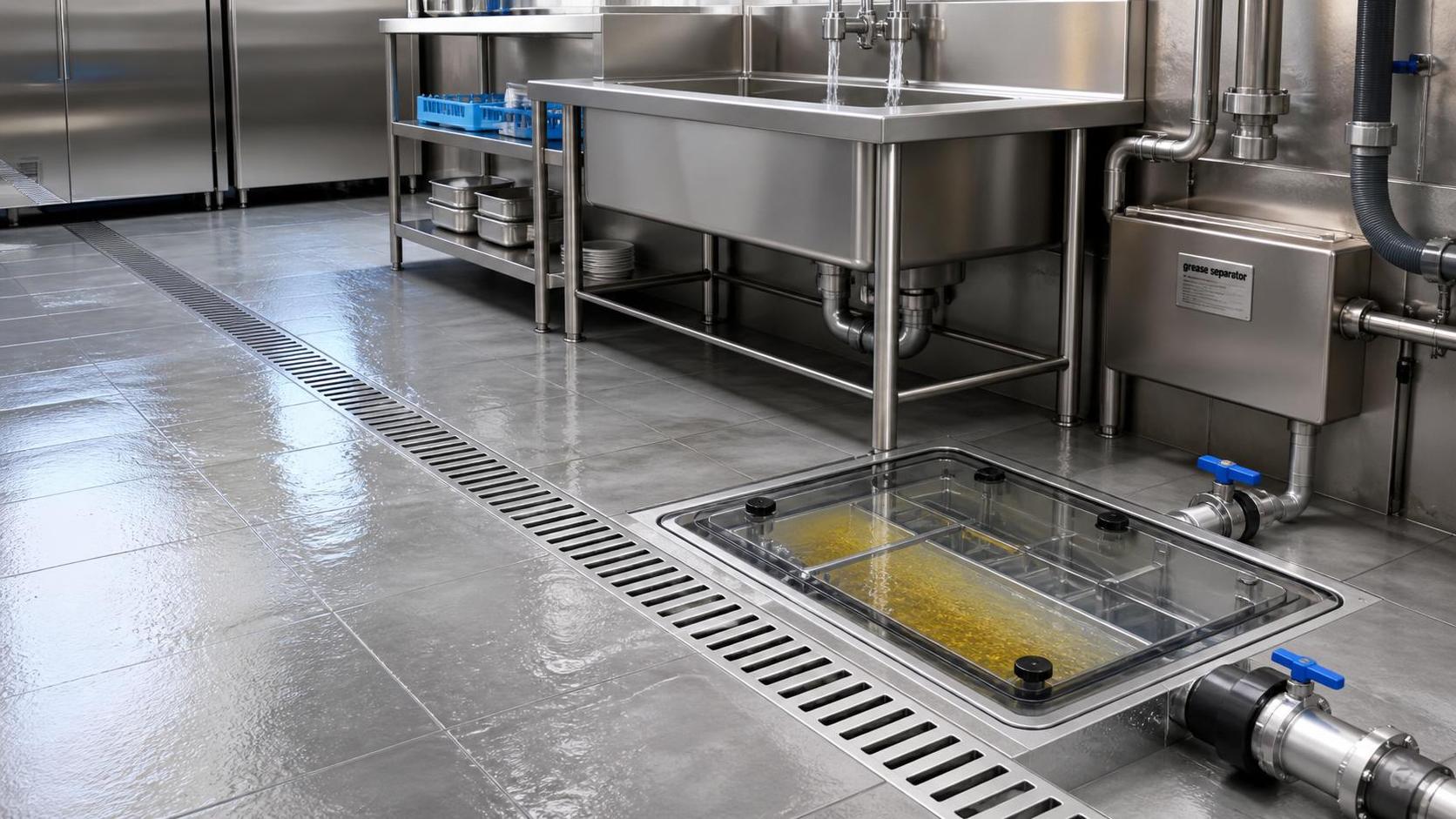 Commercial Kitchen Hydraulic Design: Drainage, Water Flow, and Grease Control