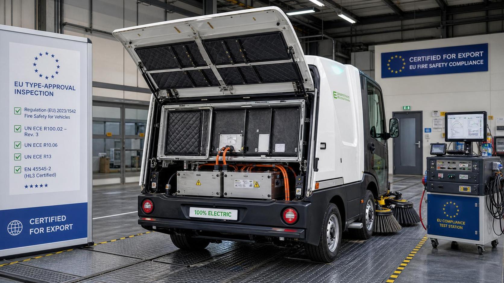 EU Raises Fire Rating for EV Sweeper Battery Bays