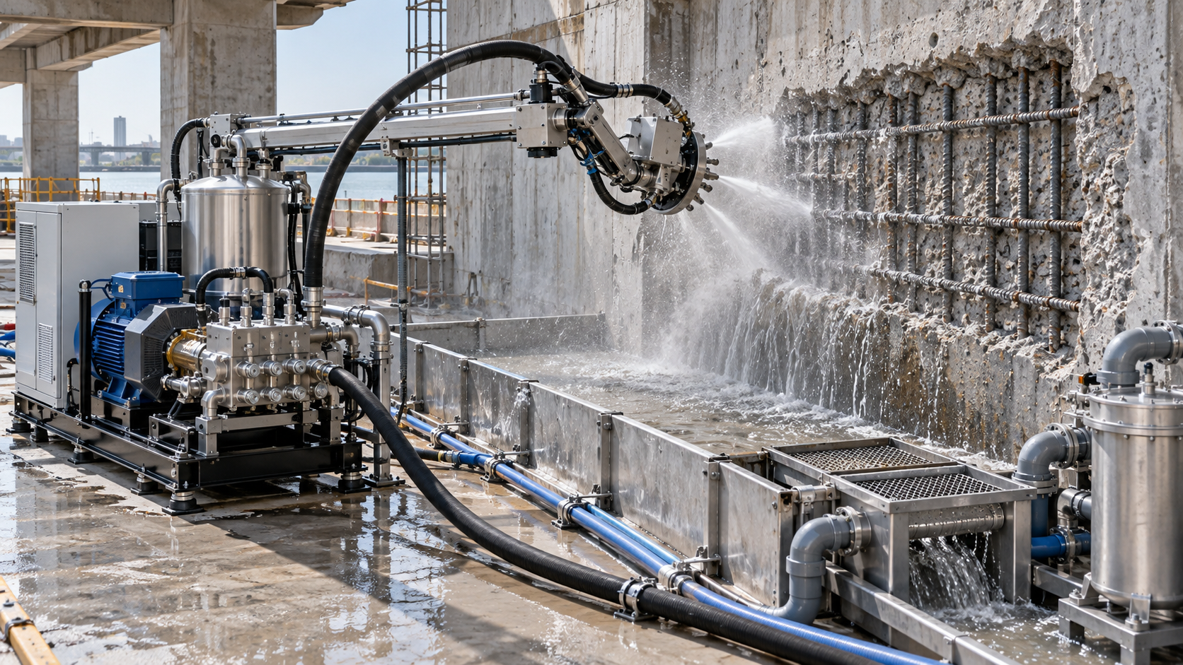 Selecting 500 Bar Waterjet Pump Systems for Concrete Hydro-Demolition Projects