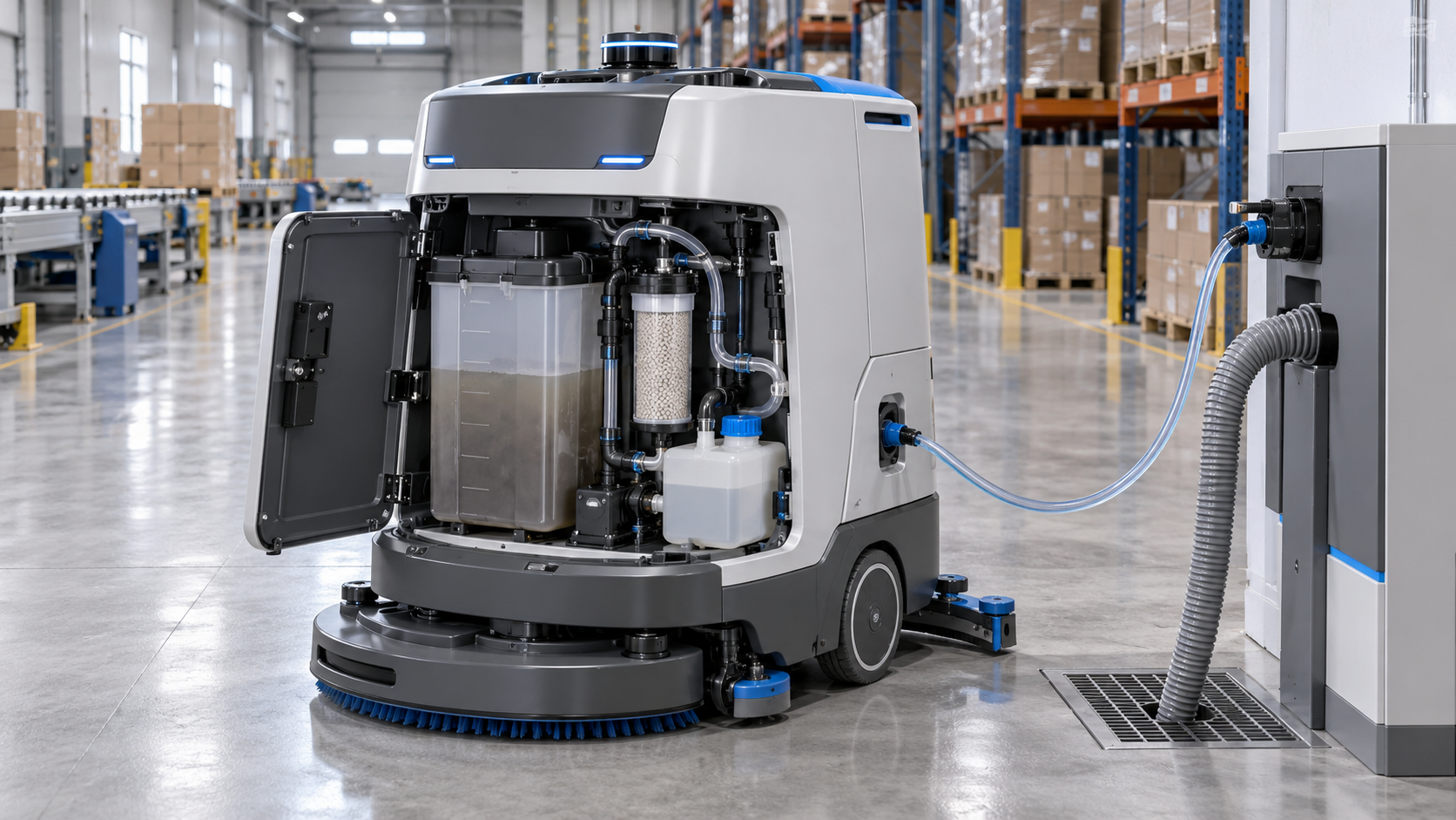 Water Recycling in Robotic Floor Scrubbers: Filtration and Reuse Limits