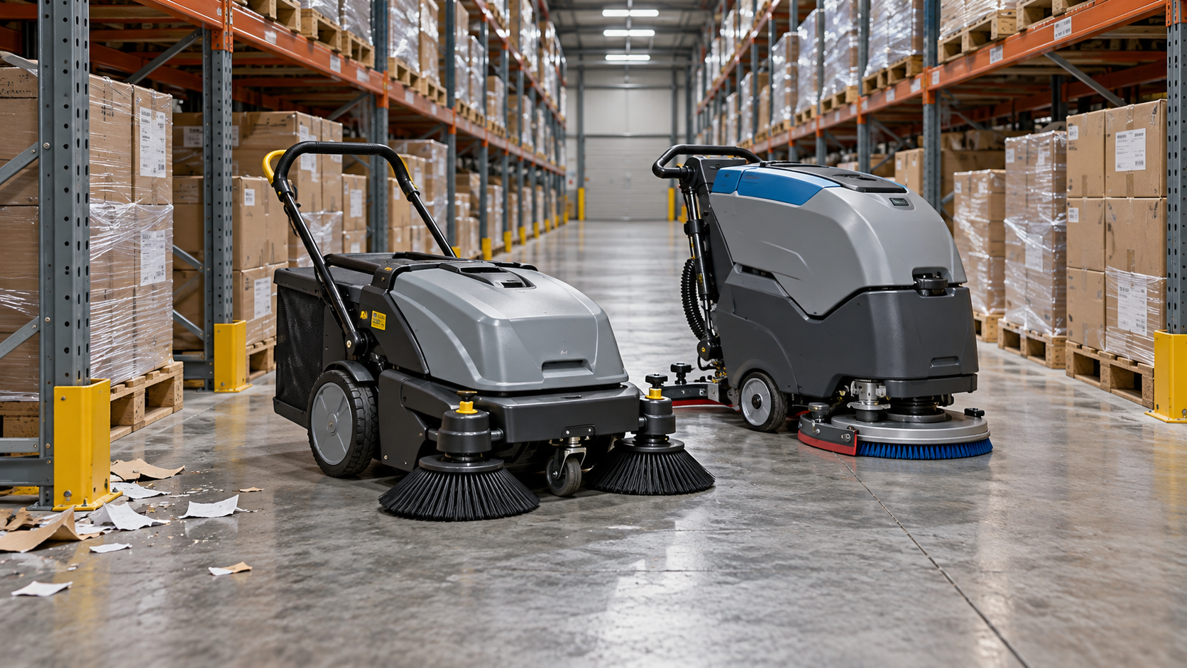 Compact Floor Sweeping Machines vs. Scrubber Dryers for Narrow Warehouse Aisles