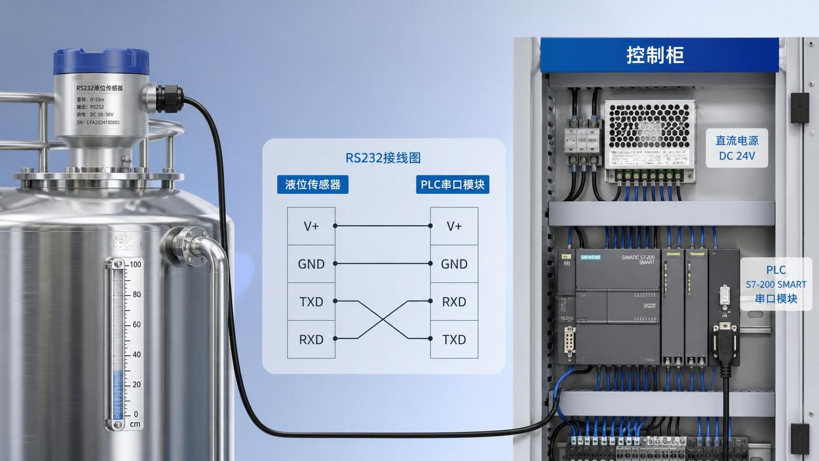 RS232液位传感器怎么接线