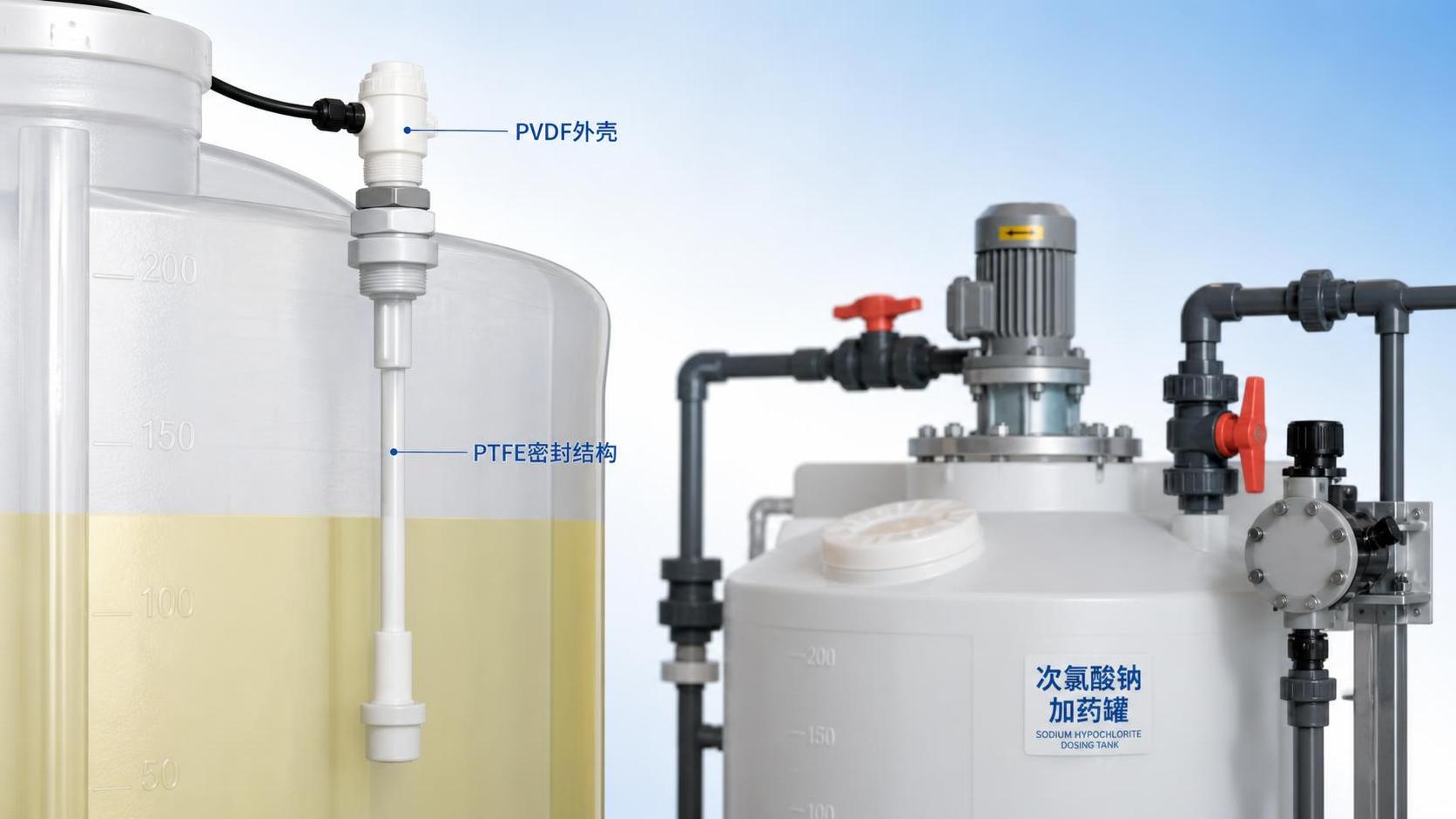 次氯酸钠液位传感器用什么材质？