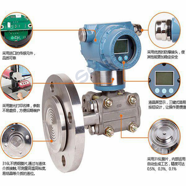 Domestic Capacitive Pressure Transmitter BTL804 Flange-Mounted Digital Display Transmitter Intelligent Differential Pressure Transmitter