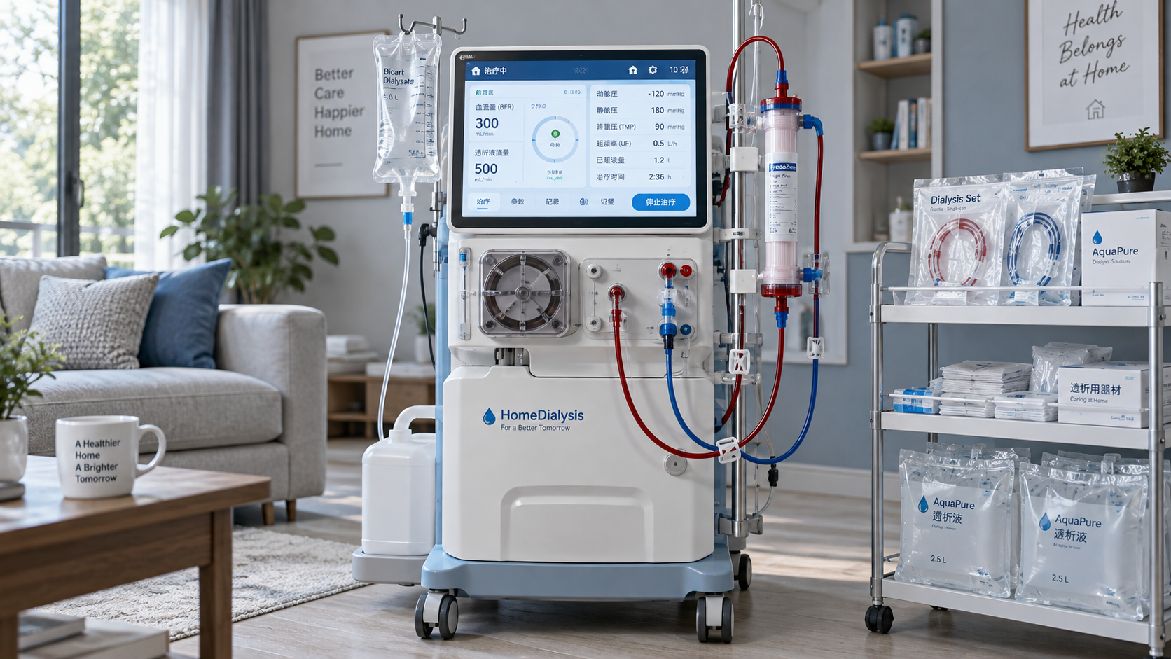 How is home dialysis shaping the blood purification equipment market?