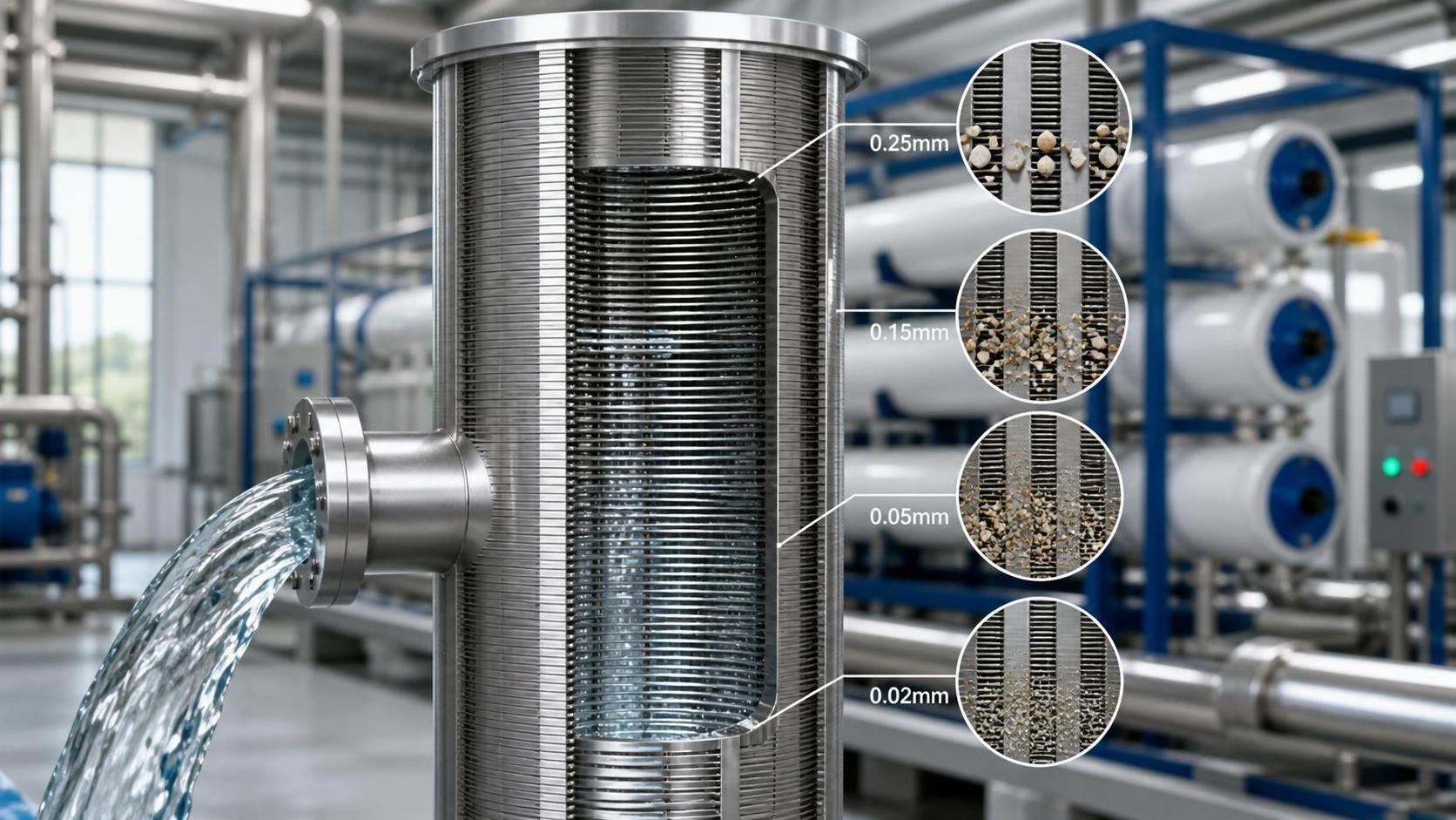 How wedge wire filter screen slot size affects particle retention