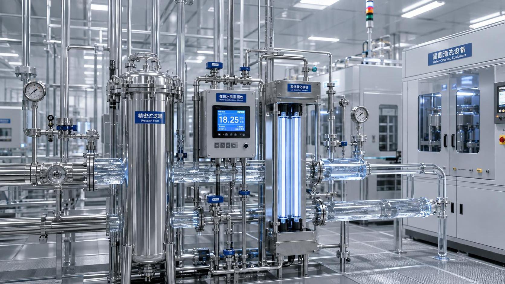 What purity specifications does ultrapure water for semiconductors need?