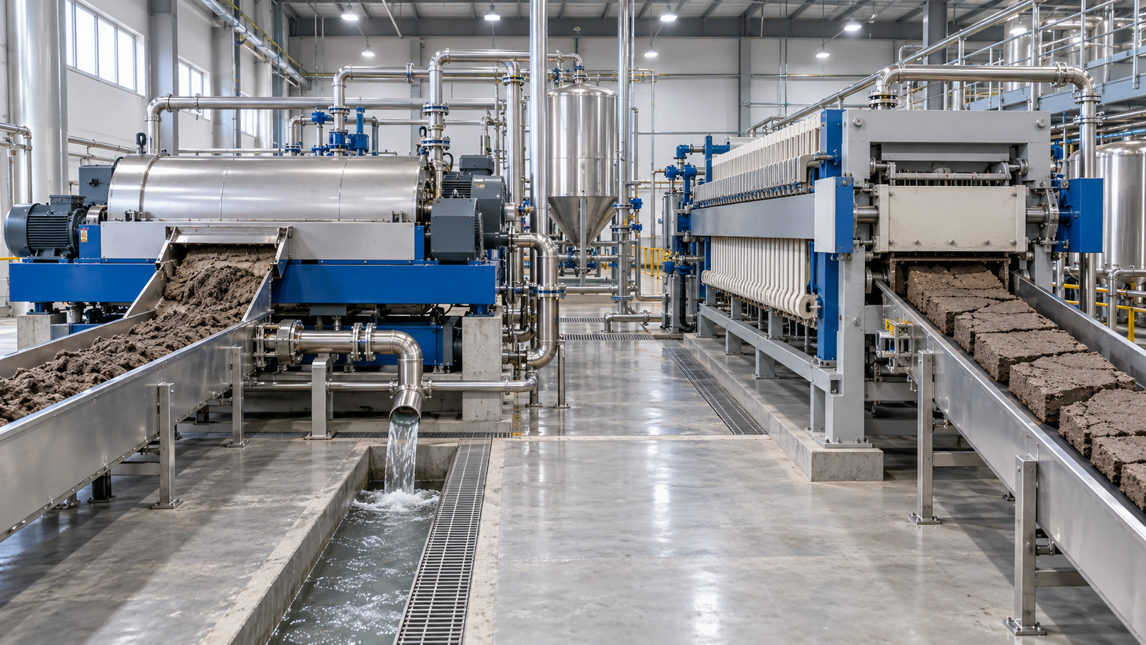 Differences Between a Decanter Centrifuge and Filter Press in Cake Solids and Throughput