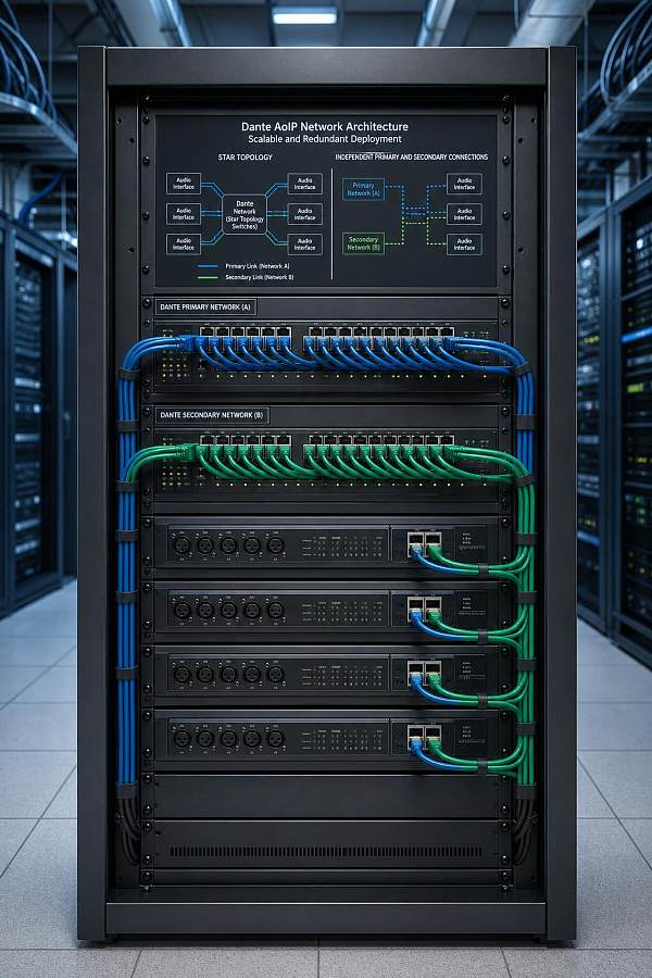 Dante AoIP Network Architecture: How to Design for Scalability and Redundancy