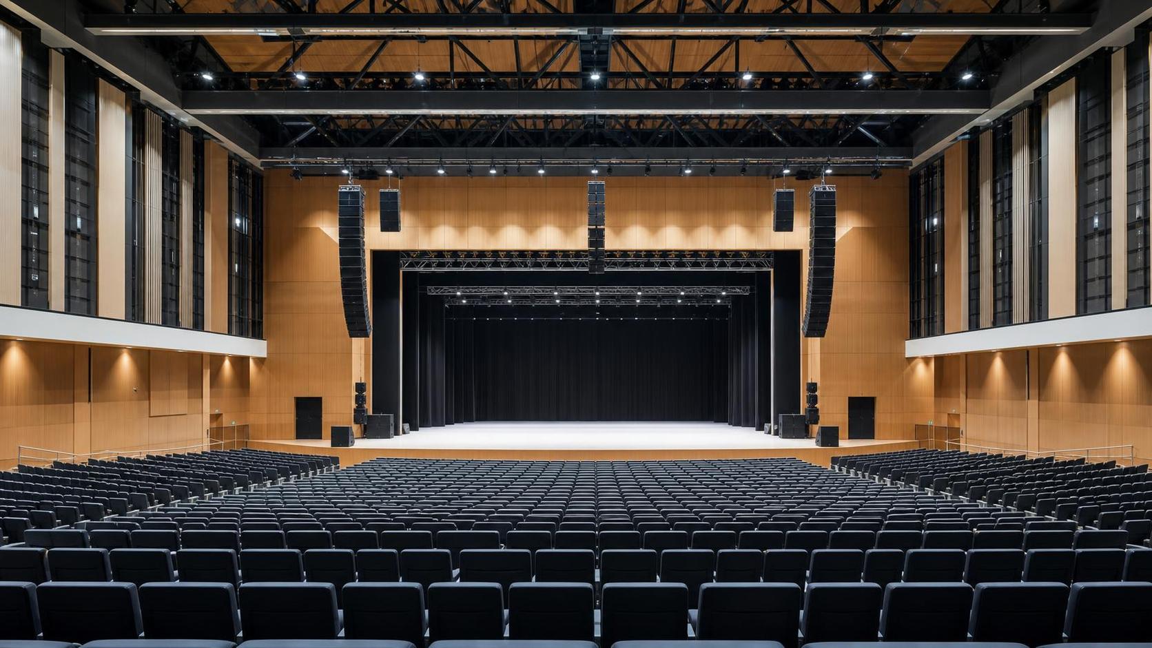What makes speaker system design for auditoriums intelligible in the back rows