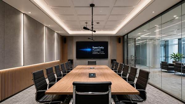 How room architectural acoustics change speech clarity in meeting spaces