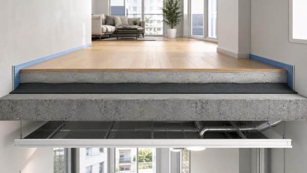 How floating floors reduce impact noise between apartments