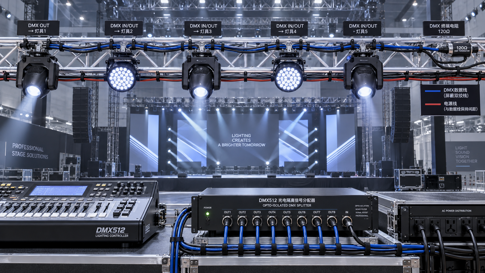 How to prevent signal loss in DMX512 lighting control runs