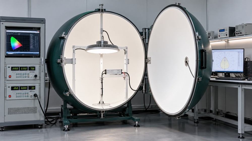 Which LED luminous efficacy standards apply to luminaire testing?