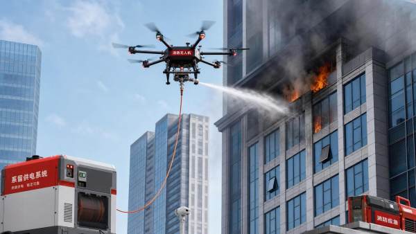 When Tethered Firefighting Drones Improve Water Delivery and Scene Safety