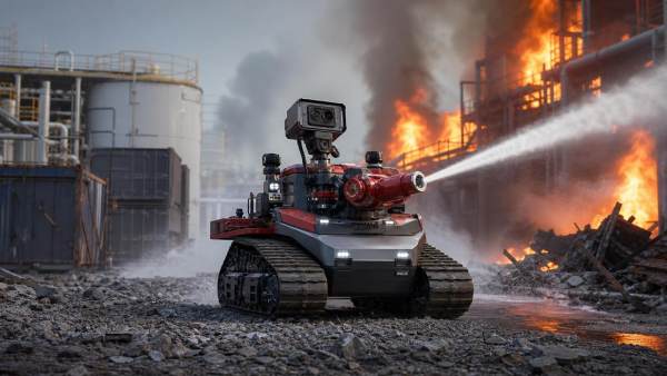 Tracked Firefighting Robot Performance in Smoke, Heat, and Rough Terrain