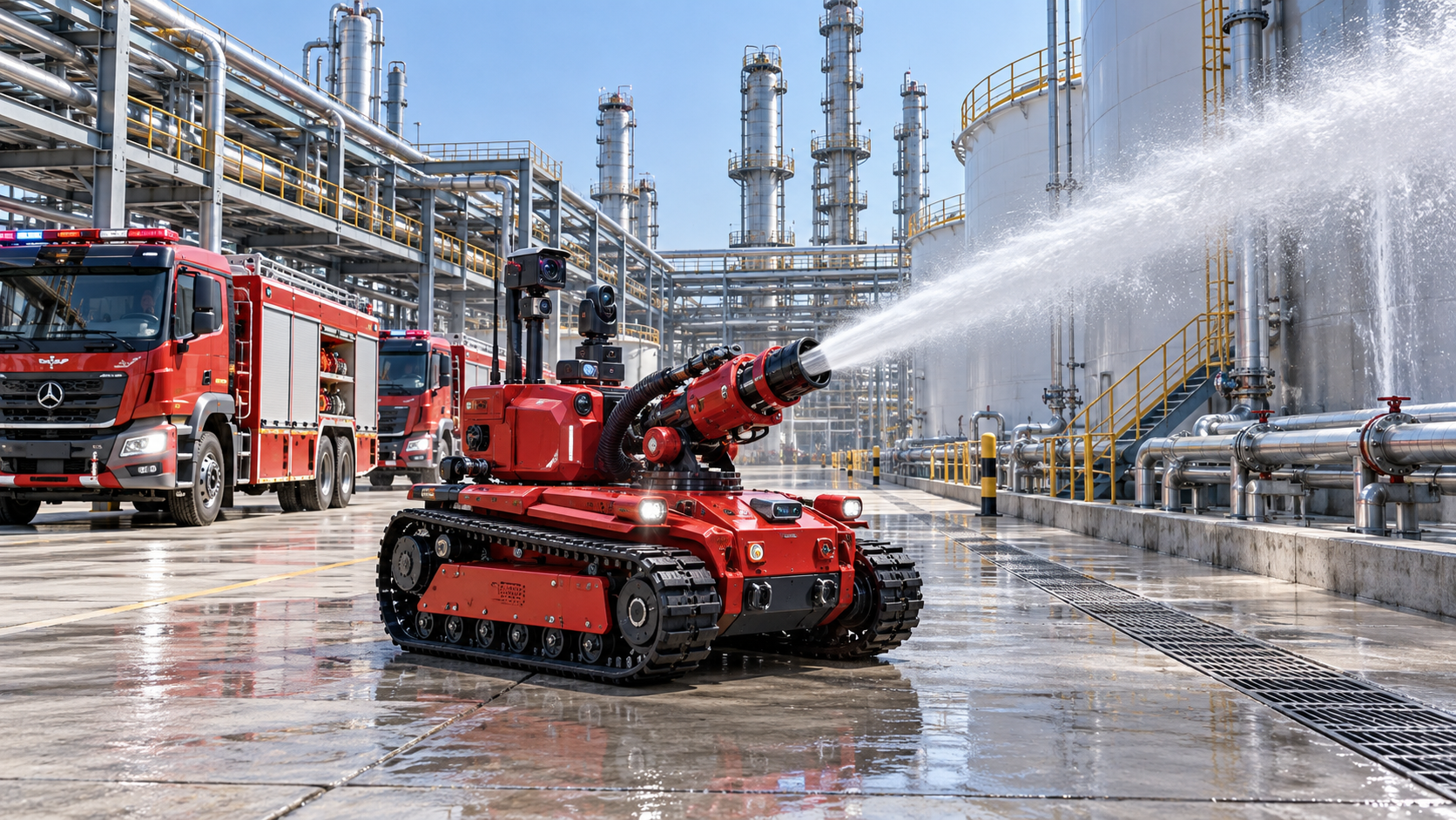 When does emergency vehicle technology improve industrial fire response?