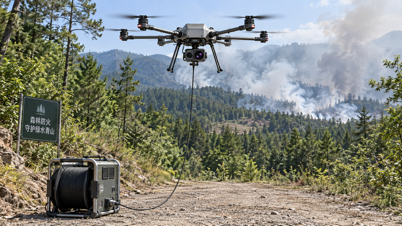 Can tethered rescue drones detect people through wildfire smoke?