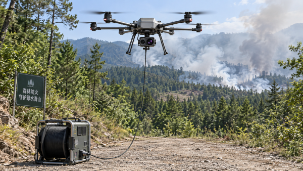 Can tethered rescue drones detect people through wildfire smoke?