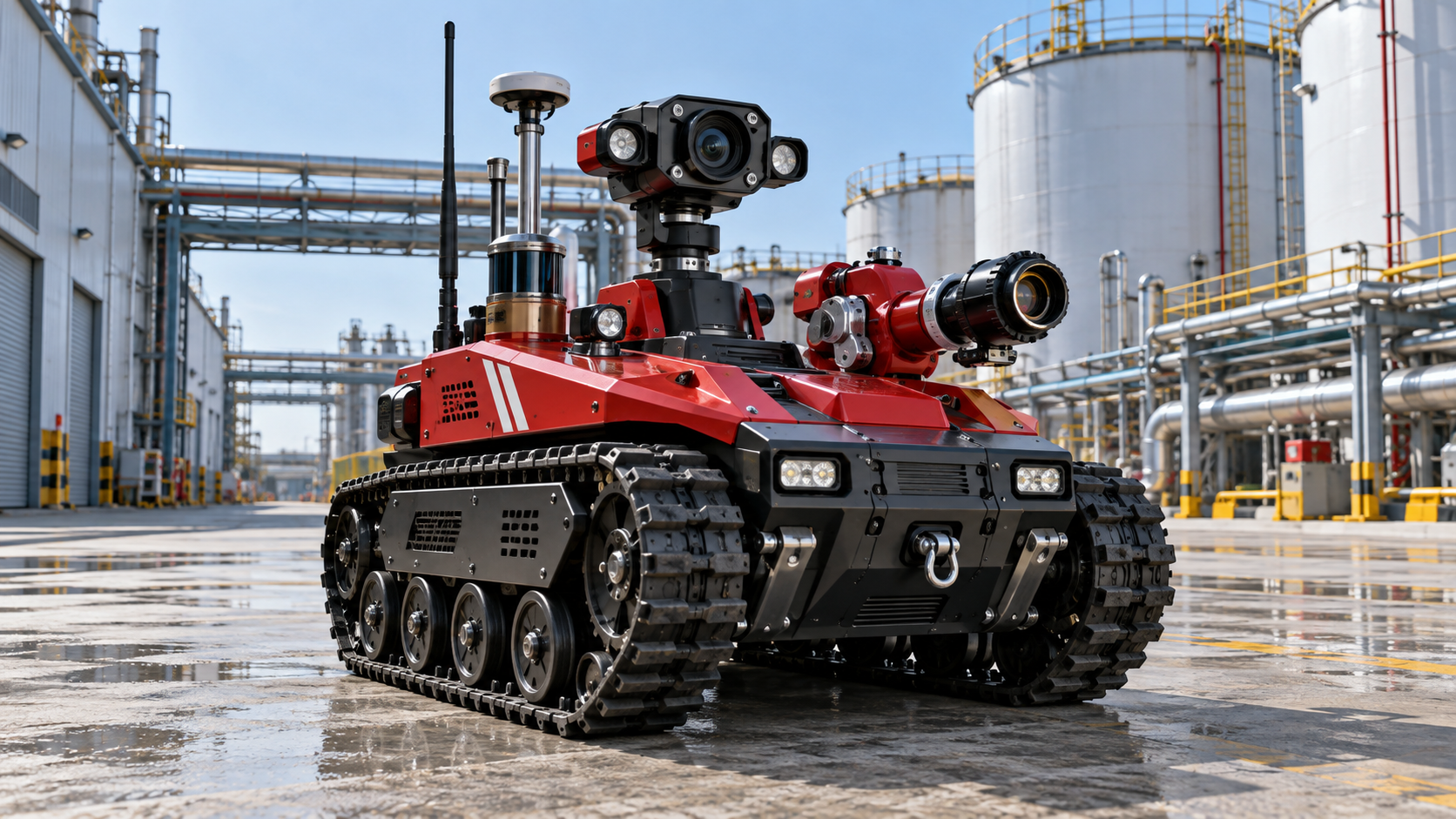 Beijing Development Area Special Equipment Drill Features Firefighting Reconnaissance Robot