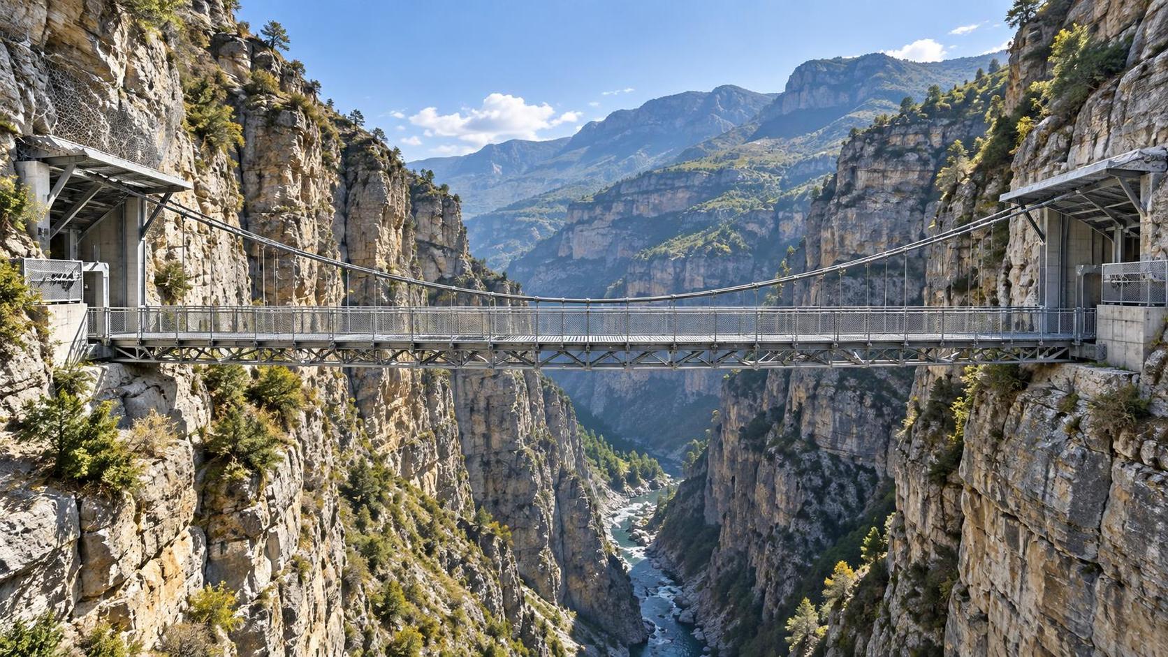 Designing Canyon Suspension Walkways for Wind, Rockfall, and Visitor Loads