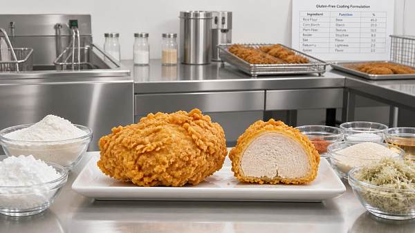 When does a gluten-free coating texture modifier improve crispness?
