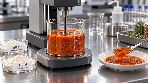 How blending xanthan gum and guar gum changes sauce viscosity