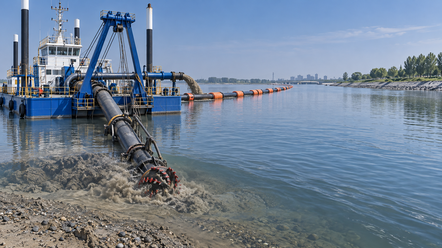 How a cutter head vessel performs in compacted riverbed material