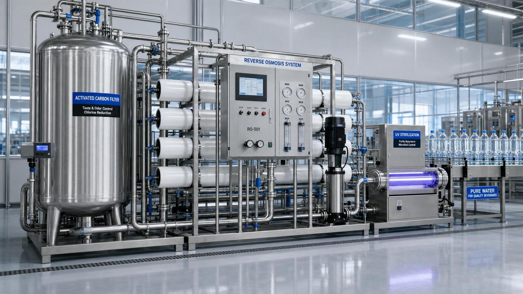 Water Purification Systems for Beverages USA: How to Match RO, Carbon, and UV to Product Needs