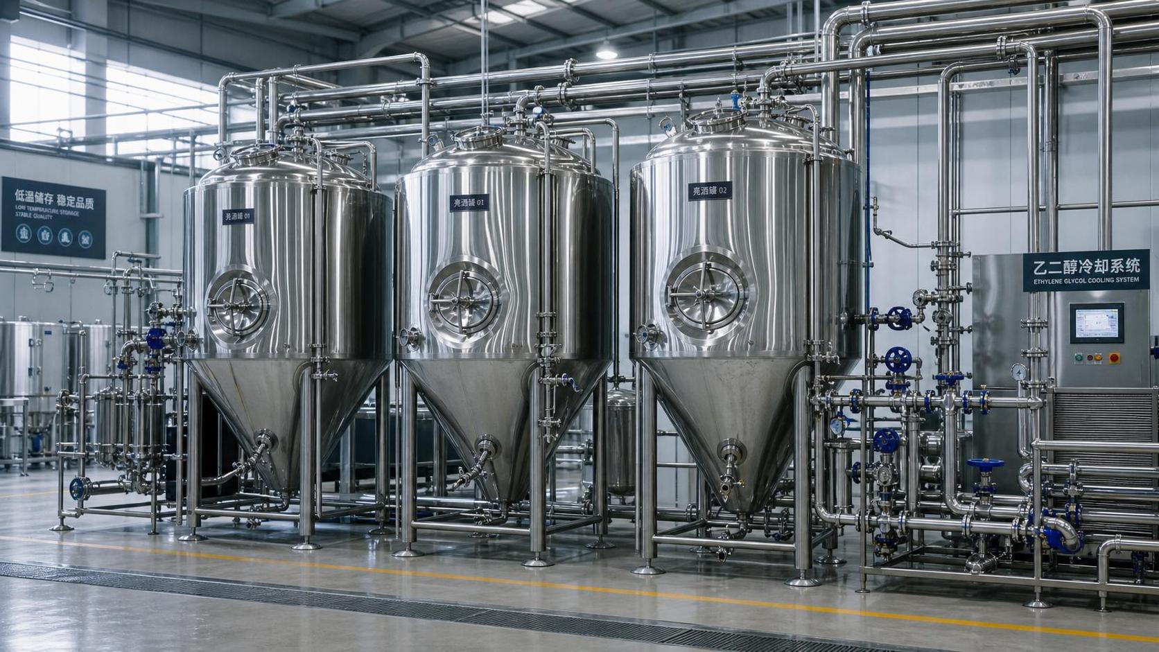 Brewery Cooling Systems for Bright Tanks: Sizing, Temperature Range, and Glycol Load