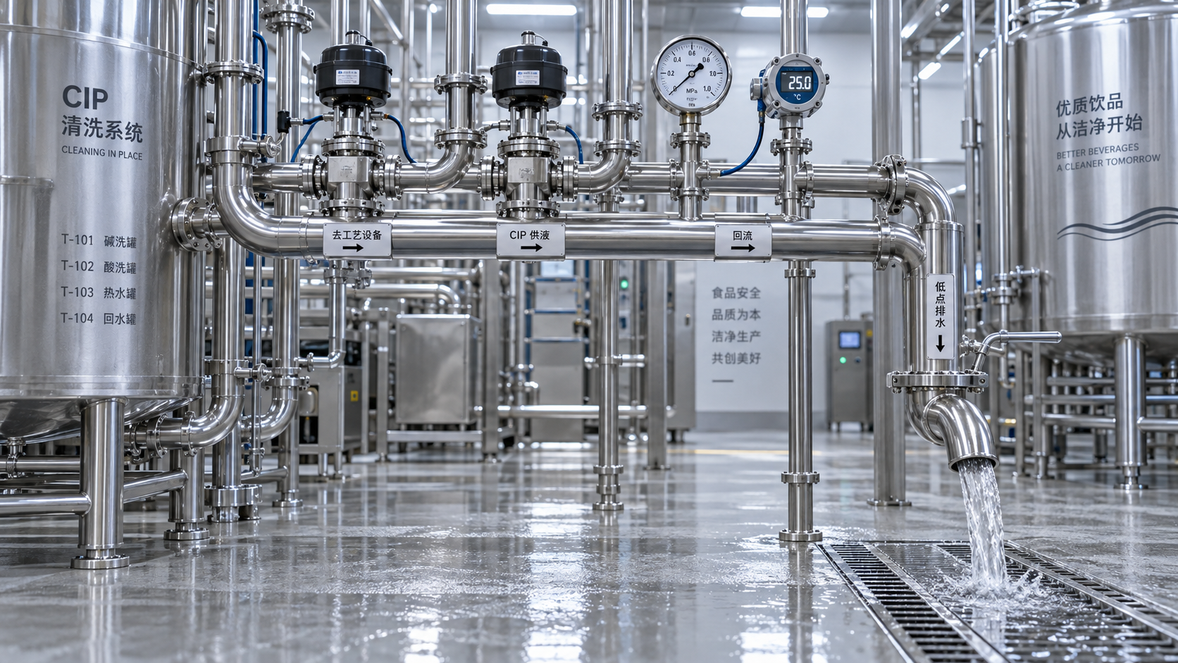 How drainability in hygienic piping affects CIP rinse performance