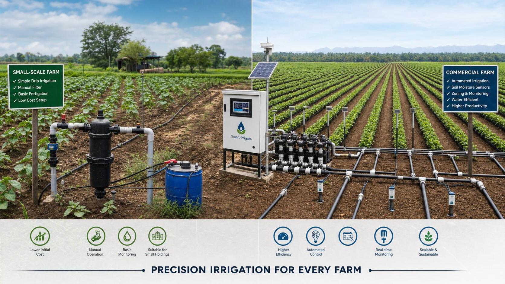 Precision Irrigation Technology India: What Fits Smallholders vs Commercial Farms