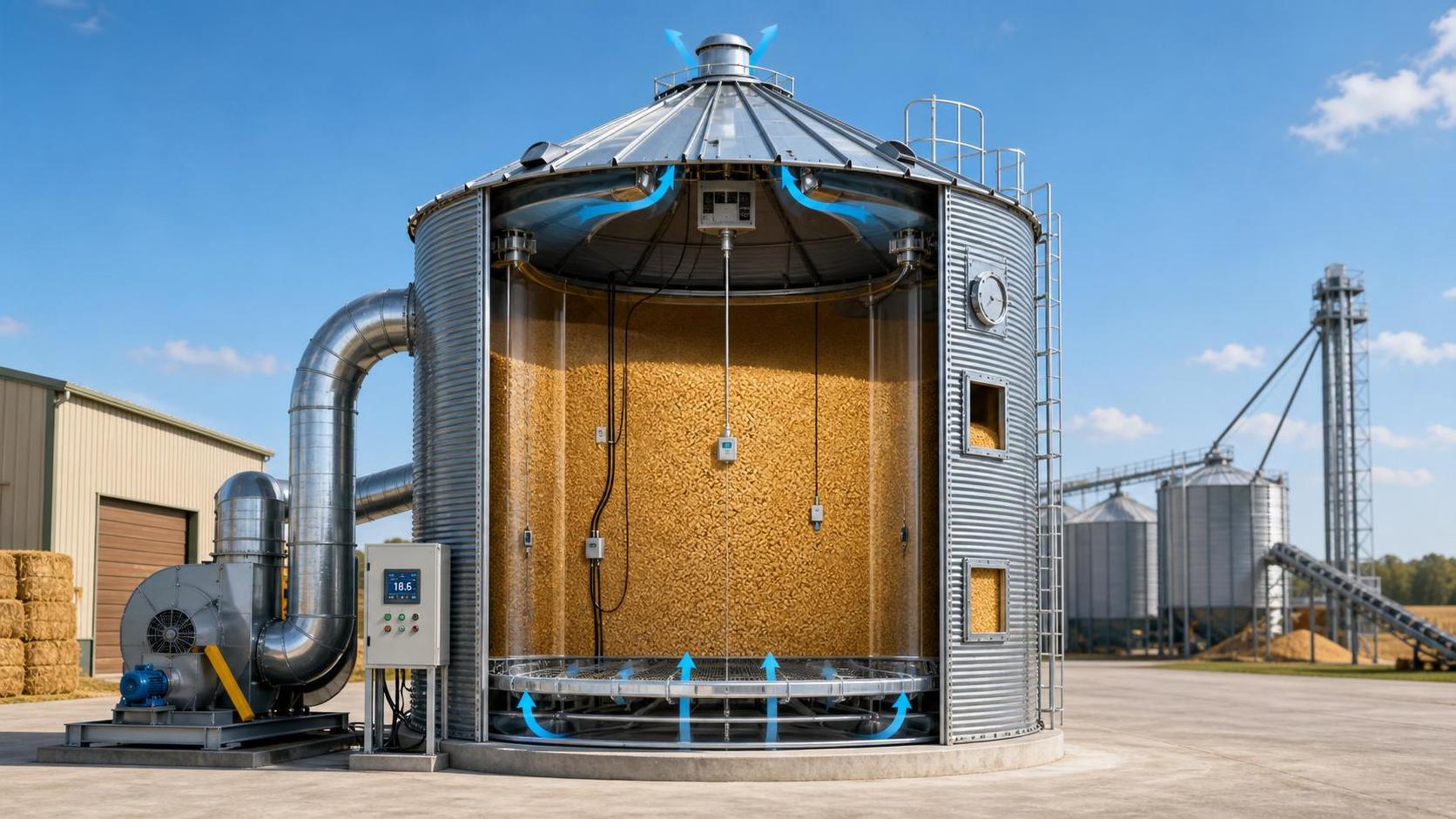 Moisture Control in Grain Storage for Wheat: Sensor Thresholds and Aeration Timing