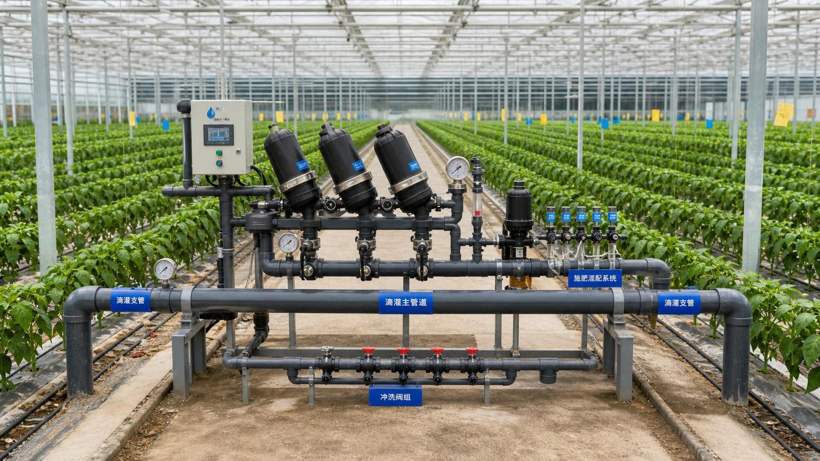 Drip Irrigation Technology in Greenhouses: Filter Selection and Flush Strategy