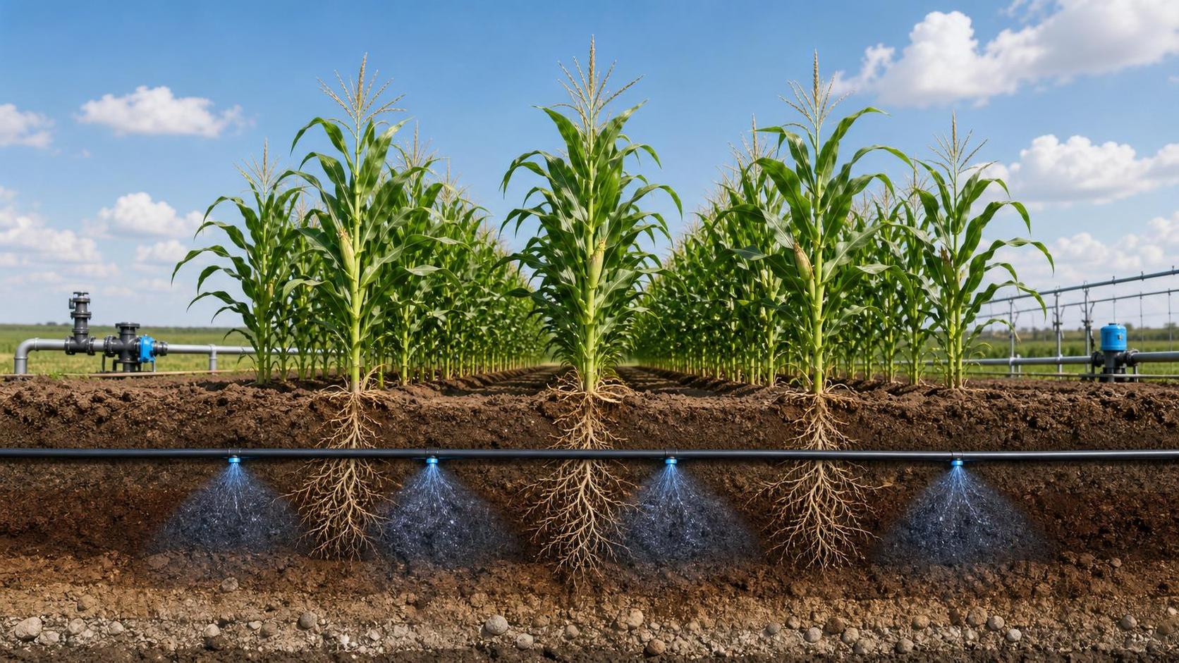 Subsurface Drip Irrigation for Corn: Soil Conditions, Emitter Spacing, and Yield Risks