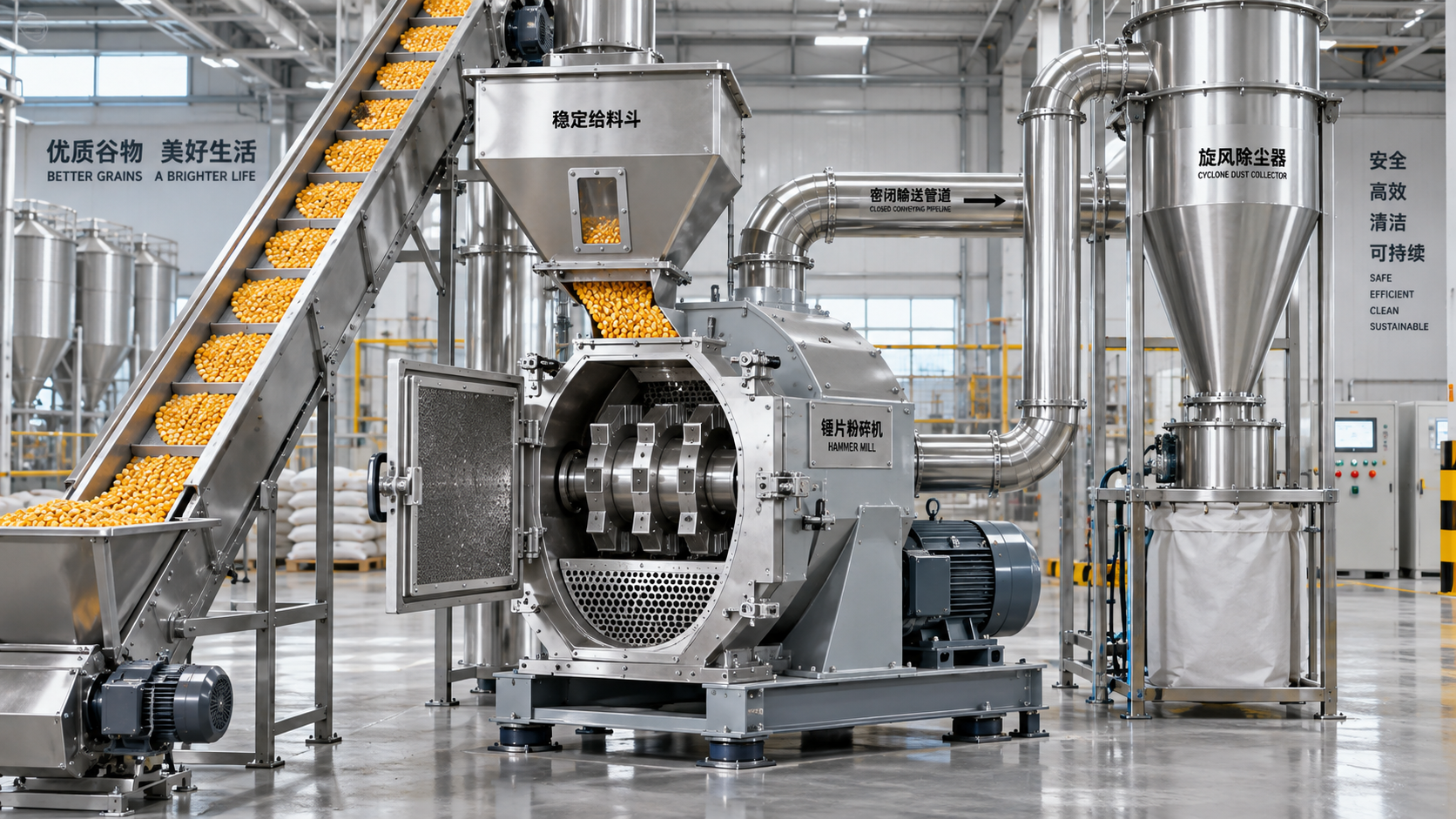 What determines hammer mills price for a grain processing line?