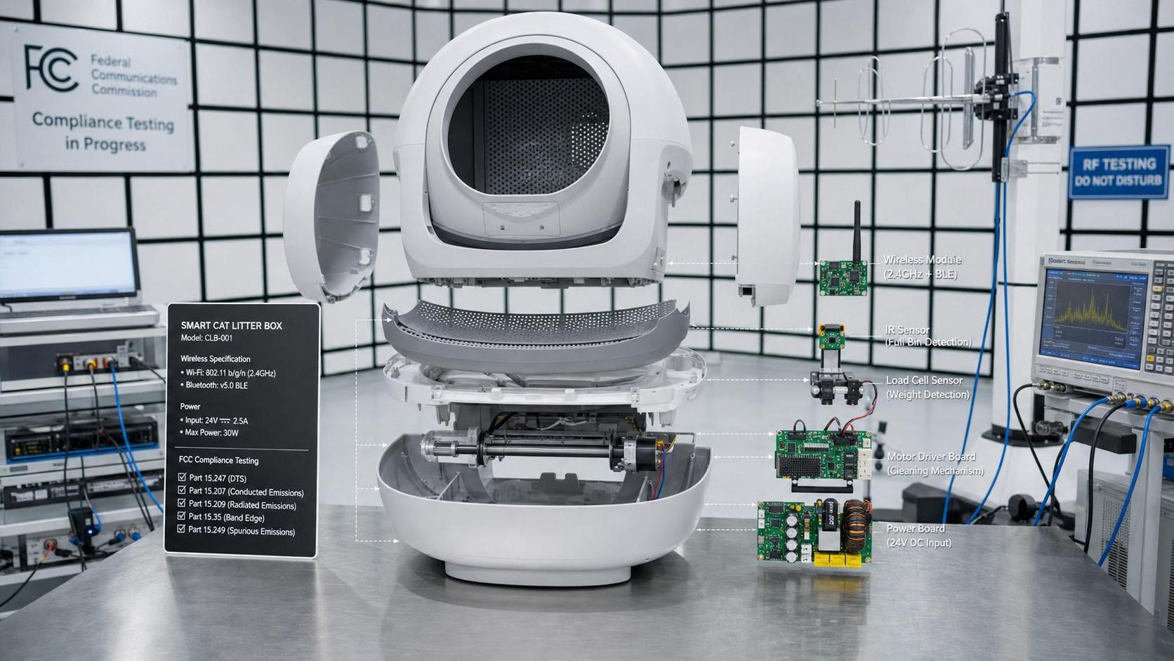 Smart Litter Box FCC Compliance: Common Failure Points in Wireless and Sensor Design