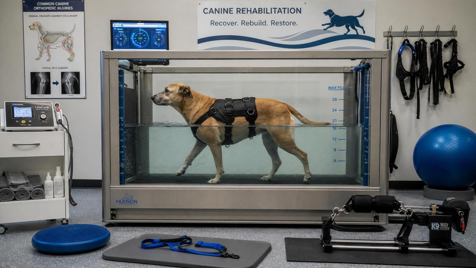 Canine Rehabilitation for Ligament Injury: Hydrotherapy vs Laser Therapy vs Home Exercise