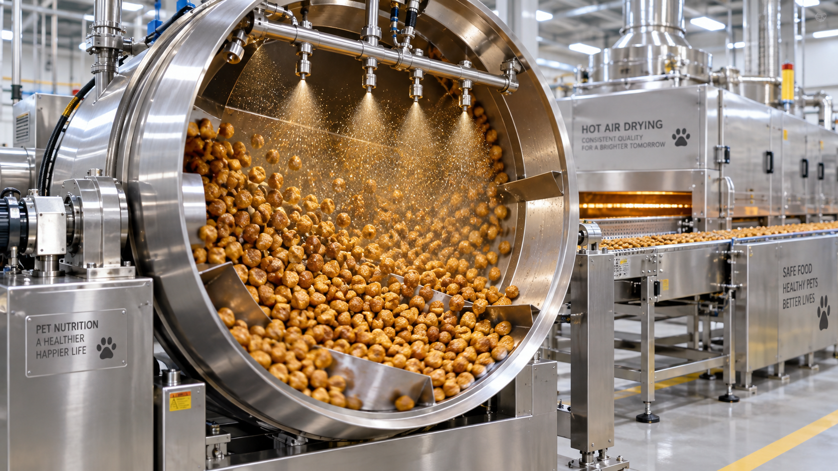 Spray Coating in Pet Food Drying: Controlling Flavor Adhesion and Final Moisture
