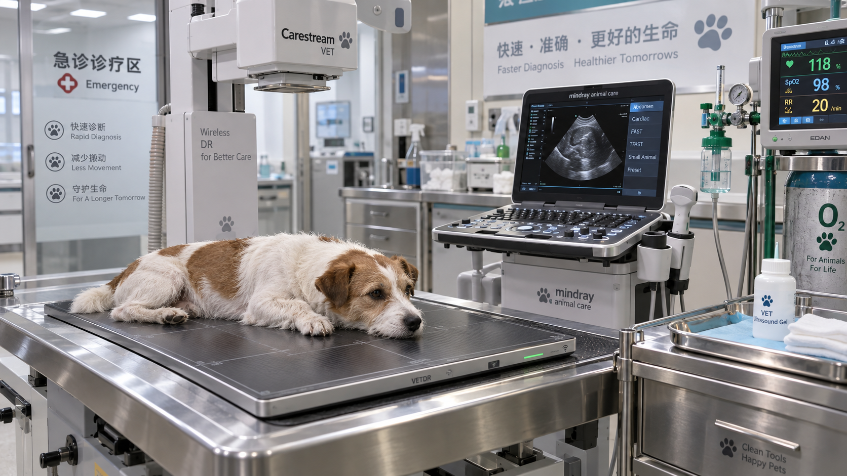 What diagnostic imaging equipment an animal hospital needs for emergencies